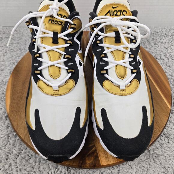 Nike Mens 11.5 Air Max 270 React White Metallic Gold Athletic Sneaker CW7298-100 - Picture 6 of 12